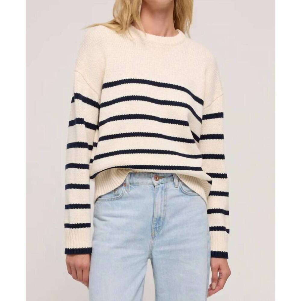 NEW Z SUPPLY boyfriend stripe sweater in white